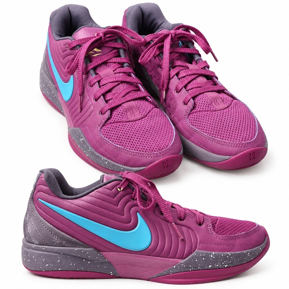 NIKE Ja 2 Purple Sky Basketball Sneaker Men Sz 9 Violet Yellow Blue Swoosh 12:AM